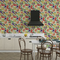 Bright Mediterranean fruit wallpaper for vibrant spaces

