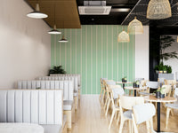 Whimsical green and cherry stripe wallpaper for kitchens

