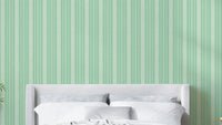 Merry cherry green stripe wallpaper with playful design

