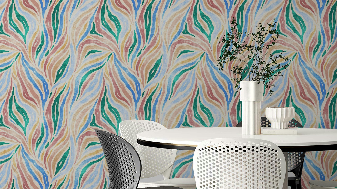 Multicolor Textured Boho Zebra Print Wallpaper⁠