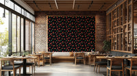 Toss design wallpaper with black cherry illustrations

