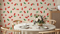 Toss pattern cherry wallpaper with artistic brushstrokes

