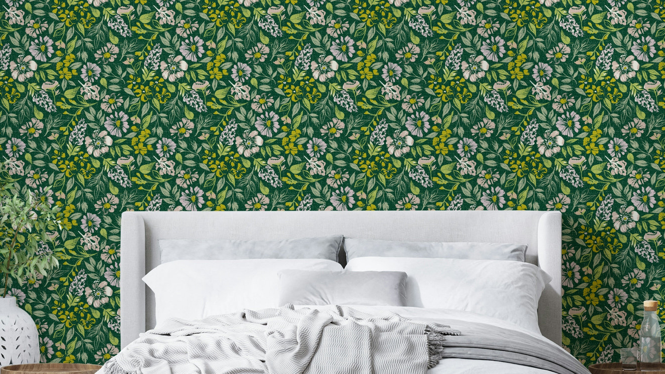 Deep green heritage wall mural

