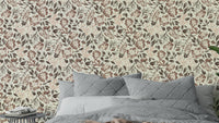 Neutral floral tapestry wall mural

