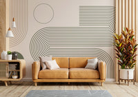 Mid-century inspired mural with minimal flow design

