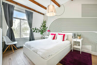 Flowing abstract shapes on retro-style mural

