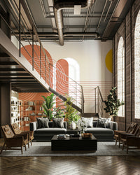 Clean and modern sunset mural for calm spaces

