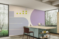Color block mural with Bauhaus design elements

