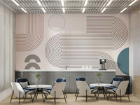 Graphic lines mural with vintage retro styling

