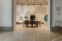 Wall mural with abstract lines in retro palette

