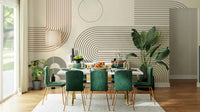 70s-inspired wall design with modern line art

