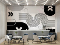 Bold Minimalist Flow Wall Mural in grey tones

