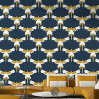 Wildlife mural with flying parrots

