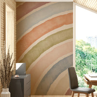 Simple rainbow mural wallpaper look

