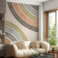 Artistic wall mural with watercolor arches

