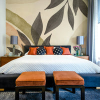 Watercolor plants mural with artistic brushstrokes

