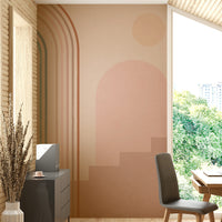 Soft sunlit steps mural in earthy color palette

