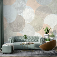 Earth tone geometric wall design

