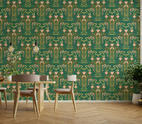 Tulip pattern wall art in green


