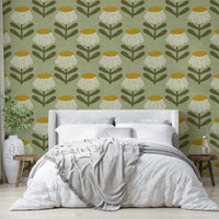Calm sage floral wall mural


