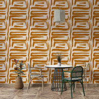 Amber brush pattern wallpaper for cozy interiors

