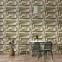Stylish olive brushstroke design on modern wallpaper

