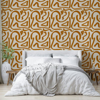 Stylish retro Terra Scribbles wallpaper for interiors

