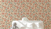 Wild West pony wallpaper with soft floral design

