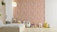 Western nursery wallpaper with floral and horse design

