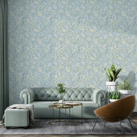 Botanical wallpaper with pearlescent finish

