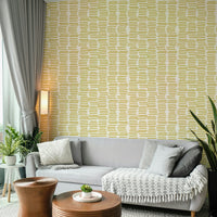 Hand-drawn stripe wallpaper in mustard yellow

