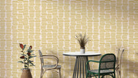 Mustard yellow wallpaper with brush stroke stripes

