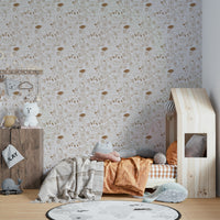 Brown forest animal print wallpaper for kids

