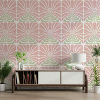 Mid-century inspired wallpaper with bold florals

