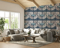 Elegant floral print on deep navy background

