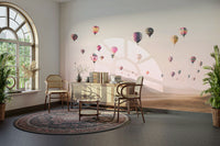 Global journey mural with famous destinations

