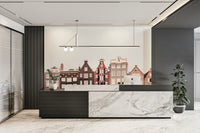 Historic Dutch houses mural along the waterfront

