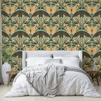 Vintage Art Deco wallpaper featuring butterfly motifs

