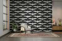 Minimalist spoonbill flock design in neutral gray

