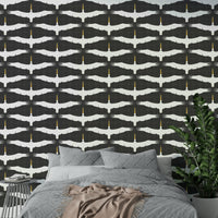 Gray wallpaper featuring flying spoonbill birds

