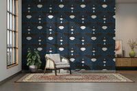 American eagle motif on weathered blue background

