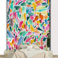 Vibrant brushstroke design mural for statement walls

