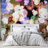Modern floral wall mural in sunset color palette

