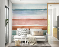 Soft-toned stripes mural for a relaxing interior

