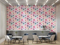 Large soft pink dots in watercolor style wallpaper

