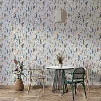 Boho metallic feather wall design close-up

