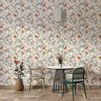 Leafy wallpaper design for a warm, organic ambiance

