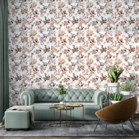 Chinoiserie-style flowers in warm terracotta hues

