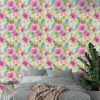 Artistic summer dahlia flower wall covering

