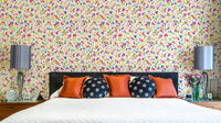 Festive wallpaper with colorful confetti dots

